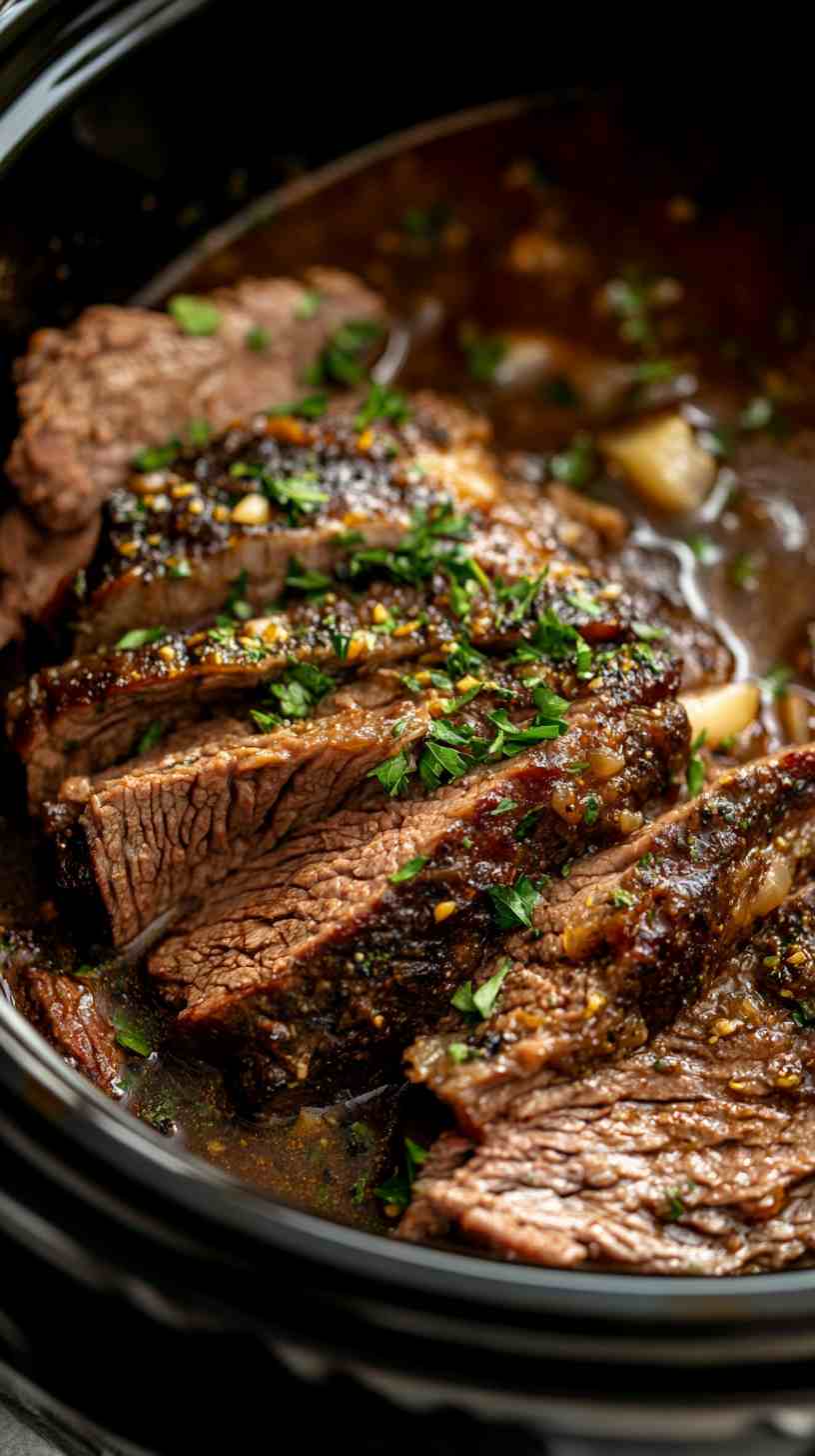 Crockpot Brisket with Garlic and Rosemary