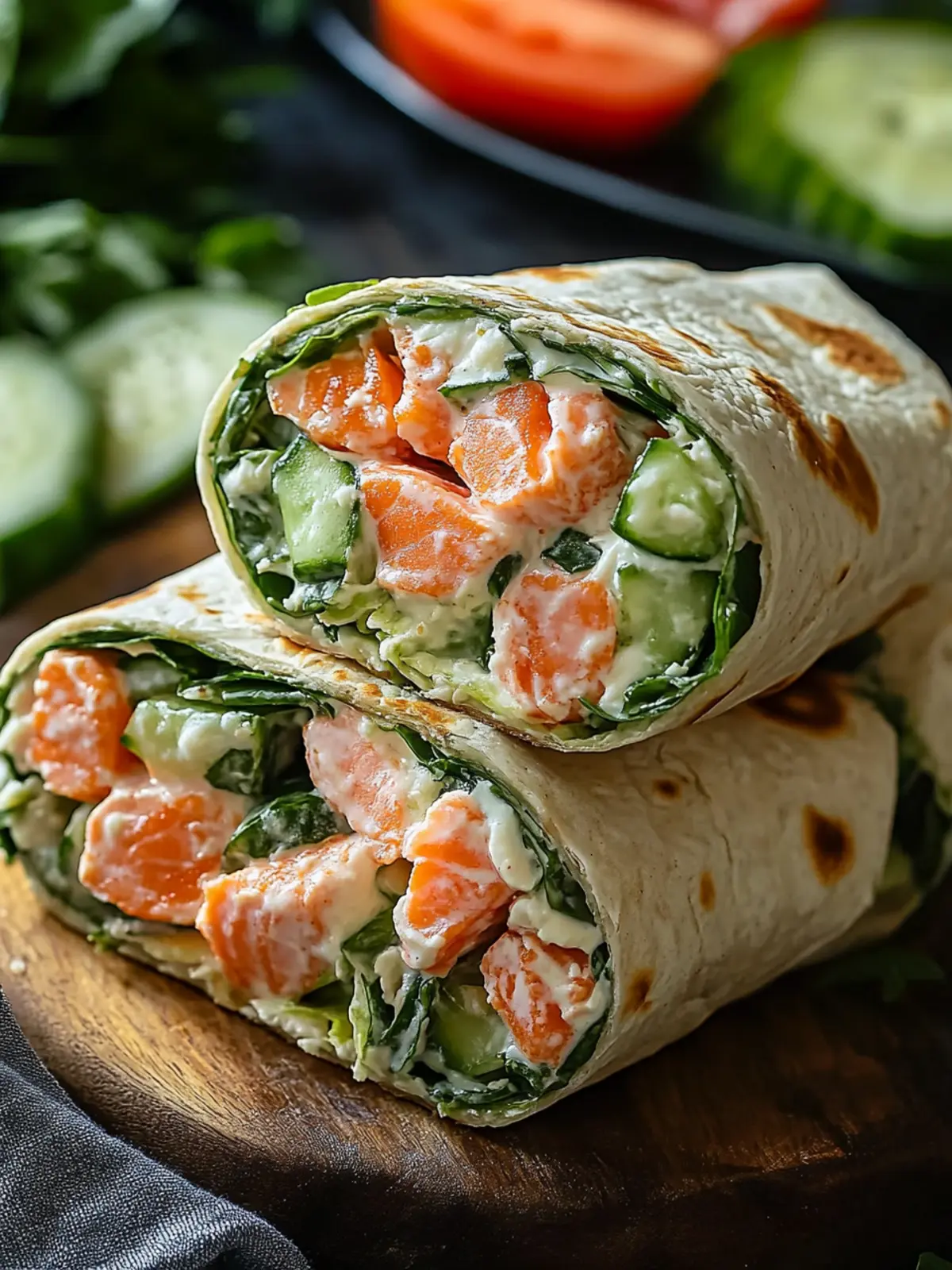 Smoked Salmon and Swiss Chard Wraps with Greek Yogurt Ranch
