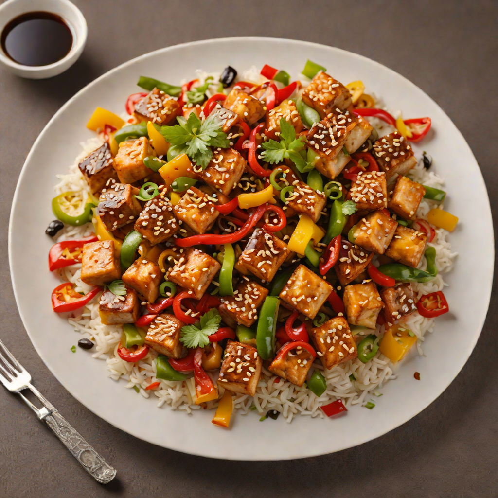 Crispy Tofu Stir-Fry with Bell Peppers and Ginger-Soy Sauce