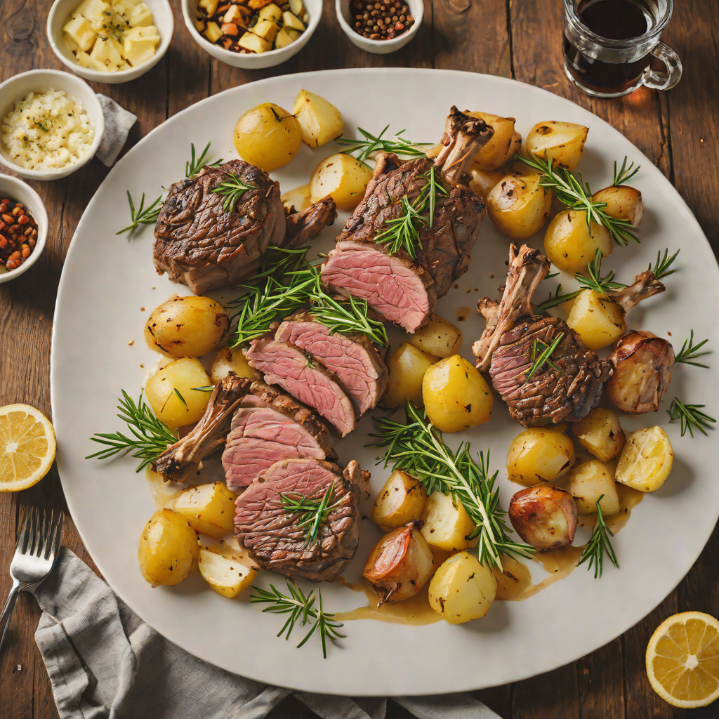 Lemon-Rosemary Roasted Lamb with Garlic Potatoes