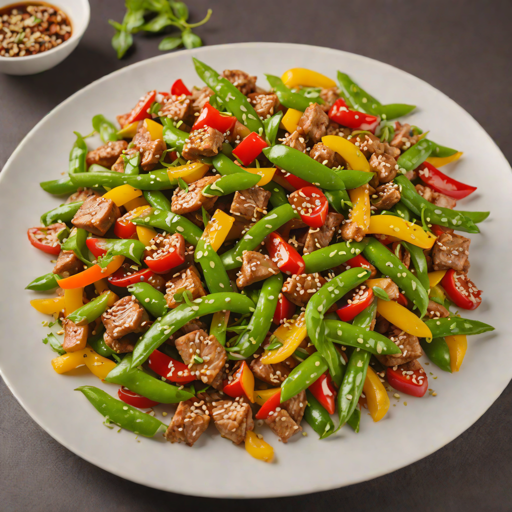 Stir-Fried Ginger Pork with Bell Peppers and Snow Peas