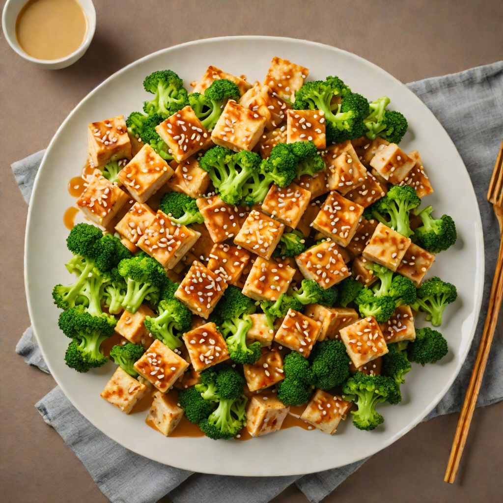 Vegetarian Stir-Fried Tofu with Broccoli and Garlic Sauce