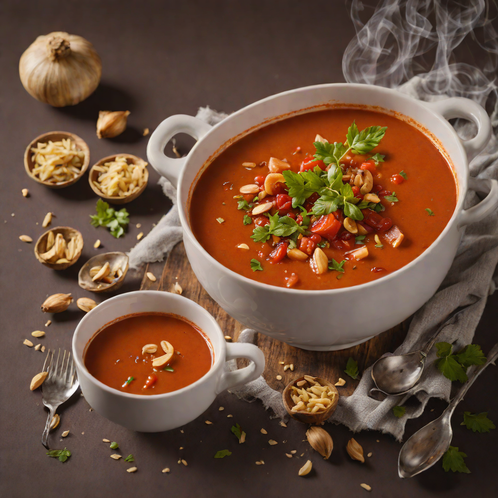 Chili-Infused Tomato Soup with Roasted Garlic