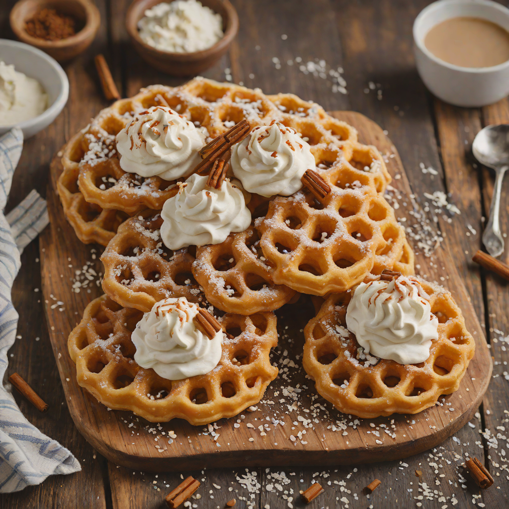 Crispy Funnel Cake with Cinnamon Sugar and Vanilla Whipped Cream