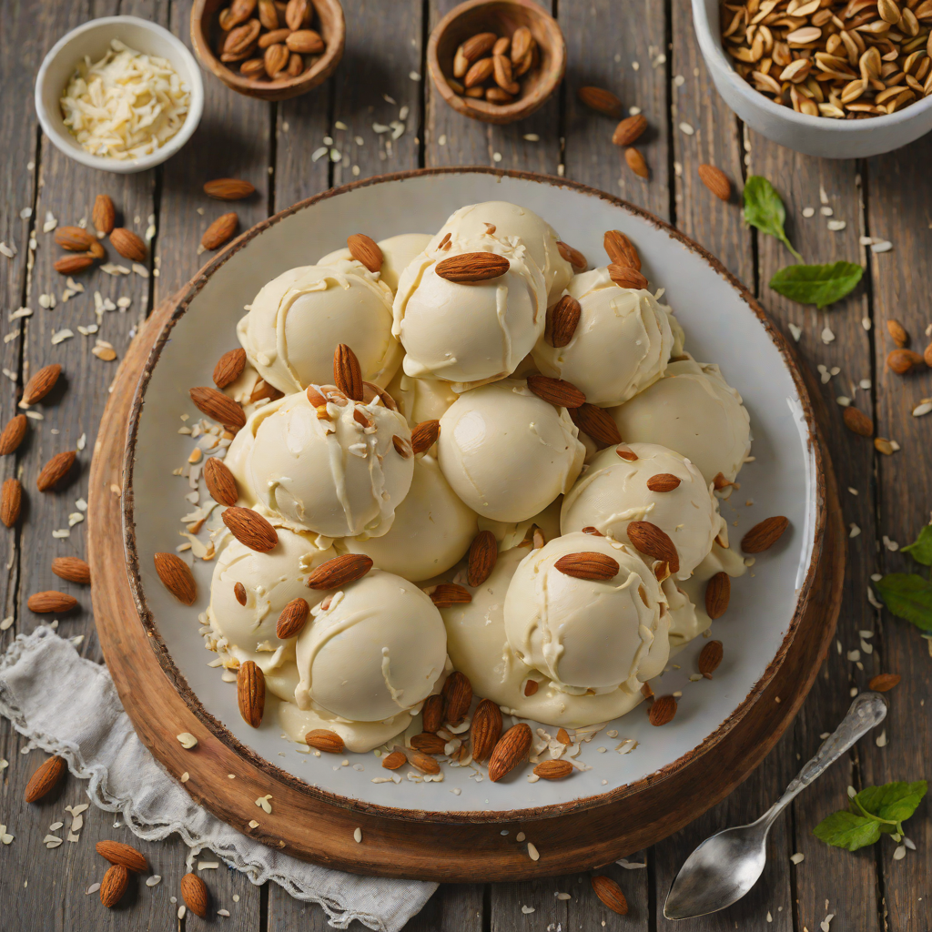 No-Churn Vanilla Bean Gelato with Toasted Almonds