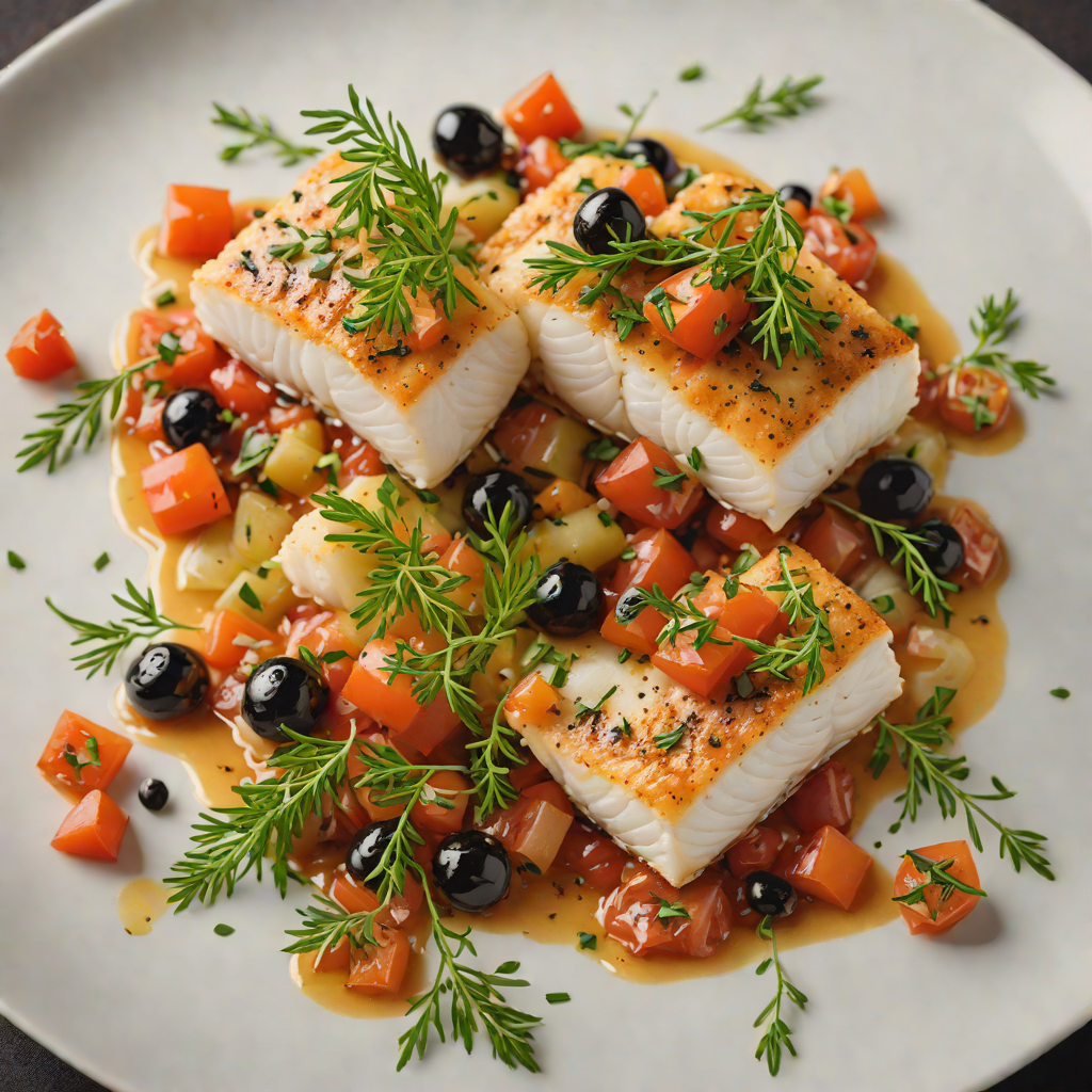 Baked Cod with Herb-Infused Tomato and Olive Ragout