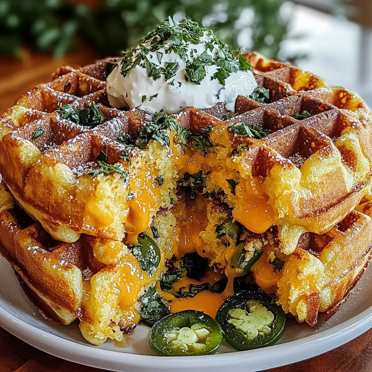 Grilled Cornbread Waffles with Honey Butter and Jalapeño Jam
