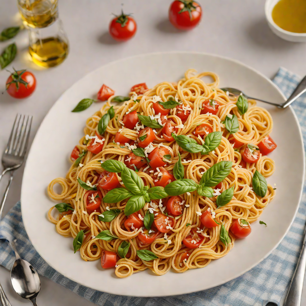 Simple Italian Tomato Basil Pasta with Garlic and Olive Oil