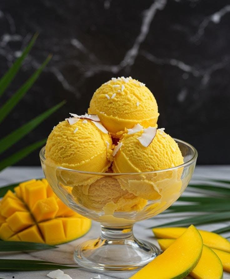 Spiced Mango Gelato with Toasted Coconut