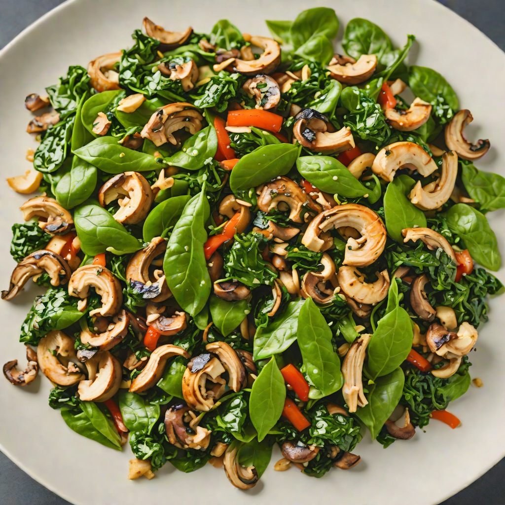 Half Somersault Spinach and Mushroom Stir-Fry