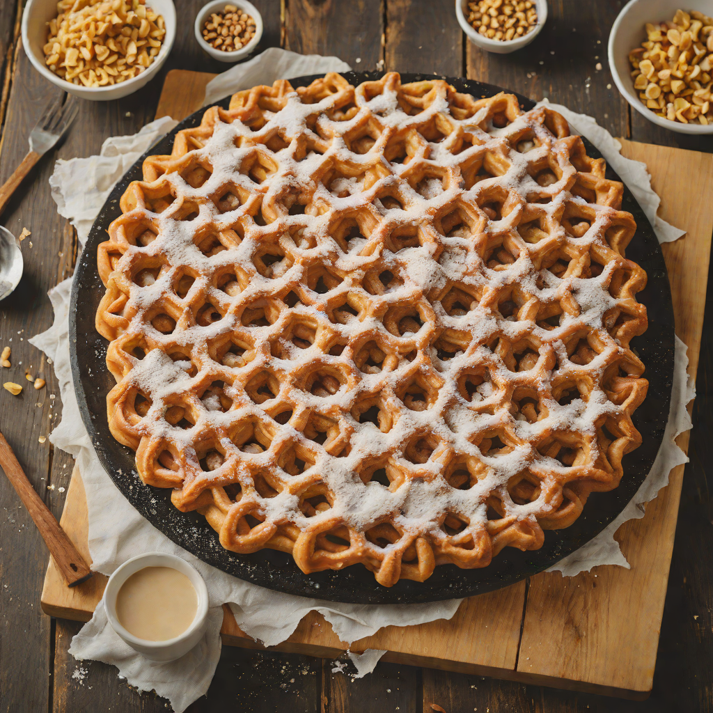 Skillet Funnel Cake with Cinnamon Sugar Dusting