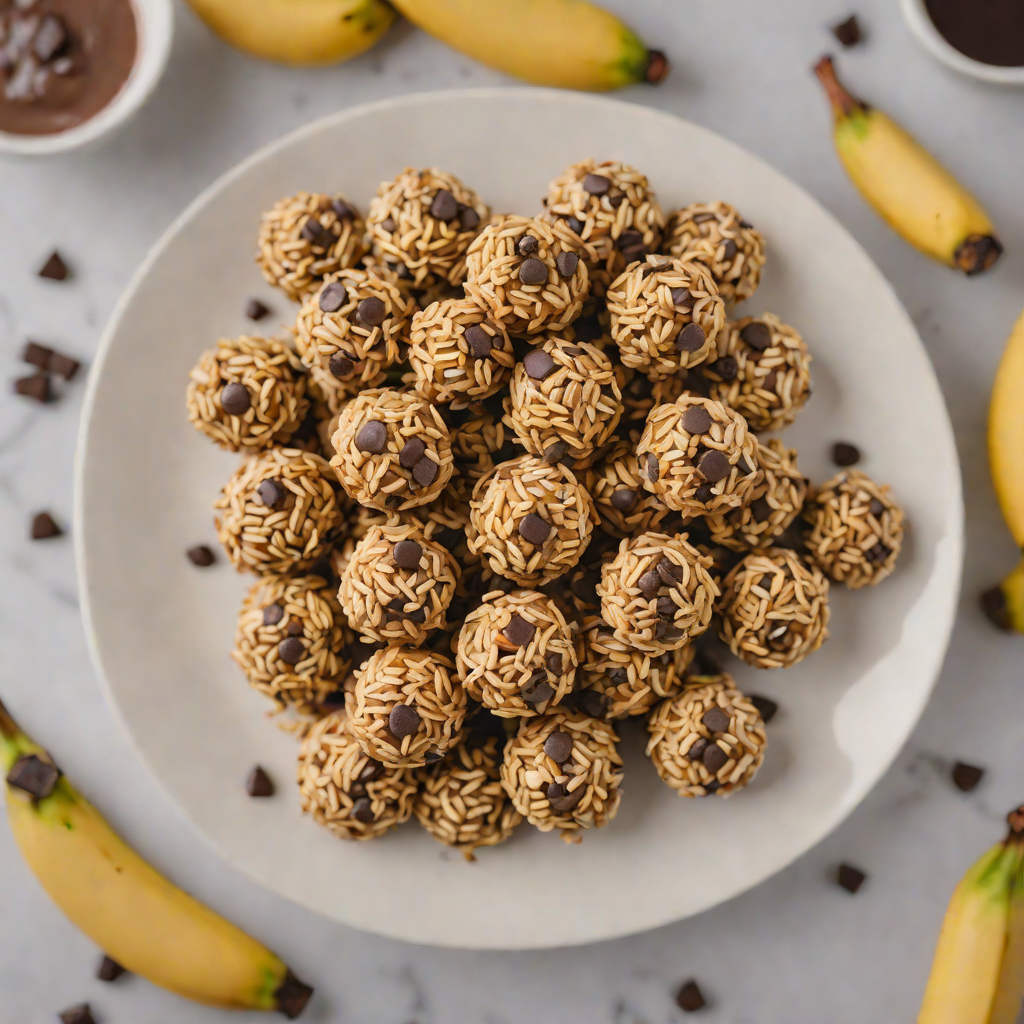No-Bake Banana Oat Energy Bites with Dark Chocolate Chips