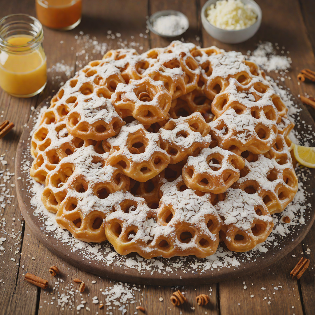 Honey and Cinnamon Funnel Cake with Powdered Sugar