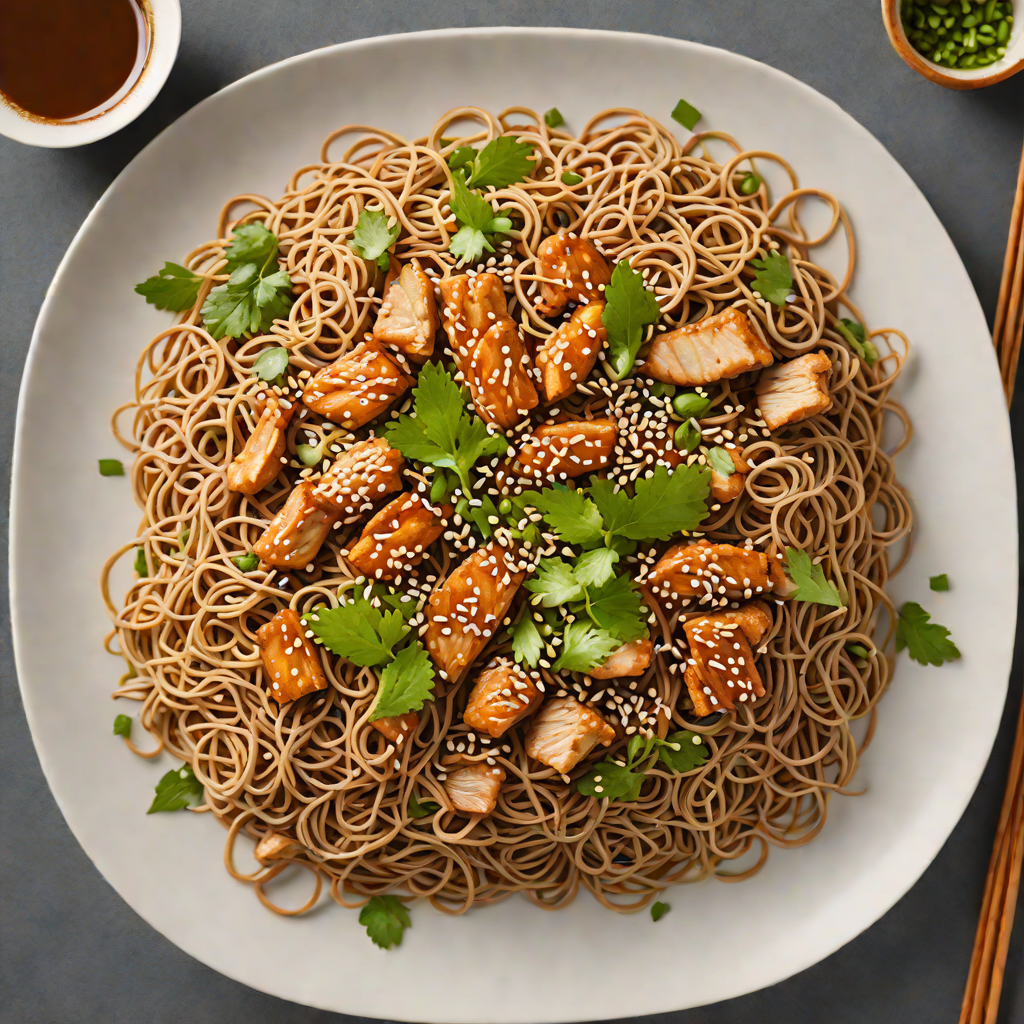 Stir-Fried Soba Noodles with Sesame-Ginger Chicken
