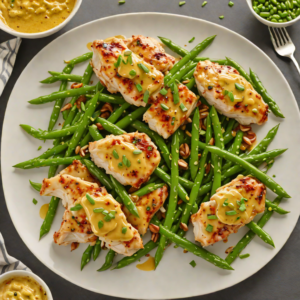 Sautéed Chicken with Honey-Mustard Glaze and Garlic Green Beans