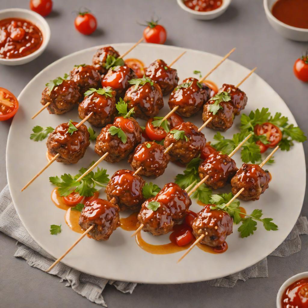 Quick Grilled Meatball Skewers with Spicy Tomato Glaze