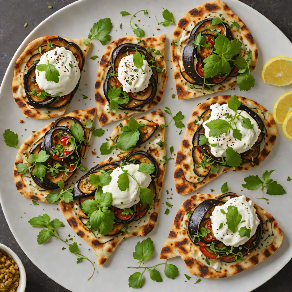 Charred Eggplant and Za’atar Flatbread with Labneh