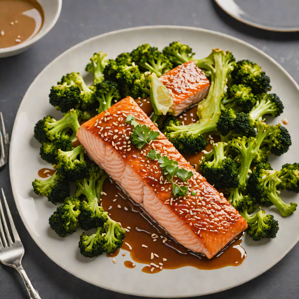 Ginger-Soy Glazed Salmon with Sesame-Roasted Broccoli