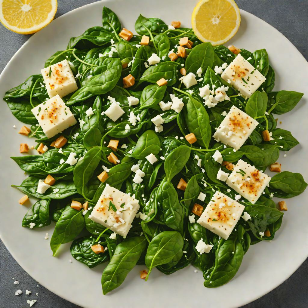 Sautéed Greek Spinach and Feta Cheese with Garlic and Lemon
