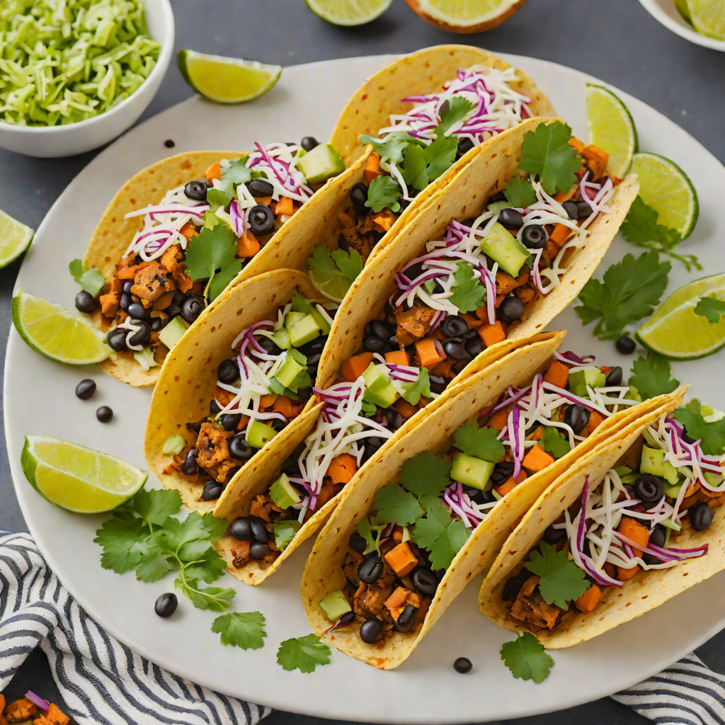 Half-Sweet Potato and Black Bean Tacos with Cilantro Lime Slaw