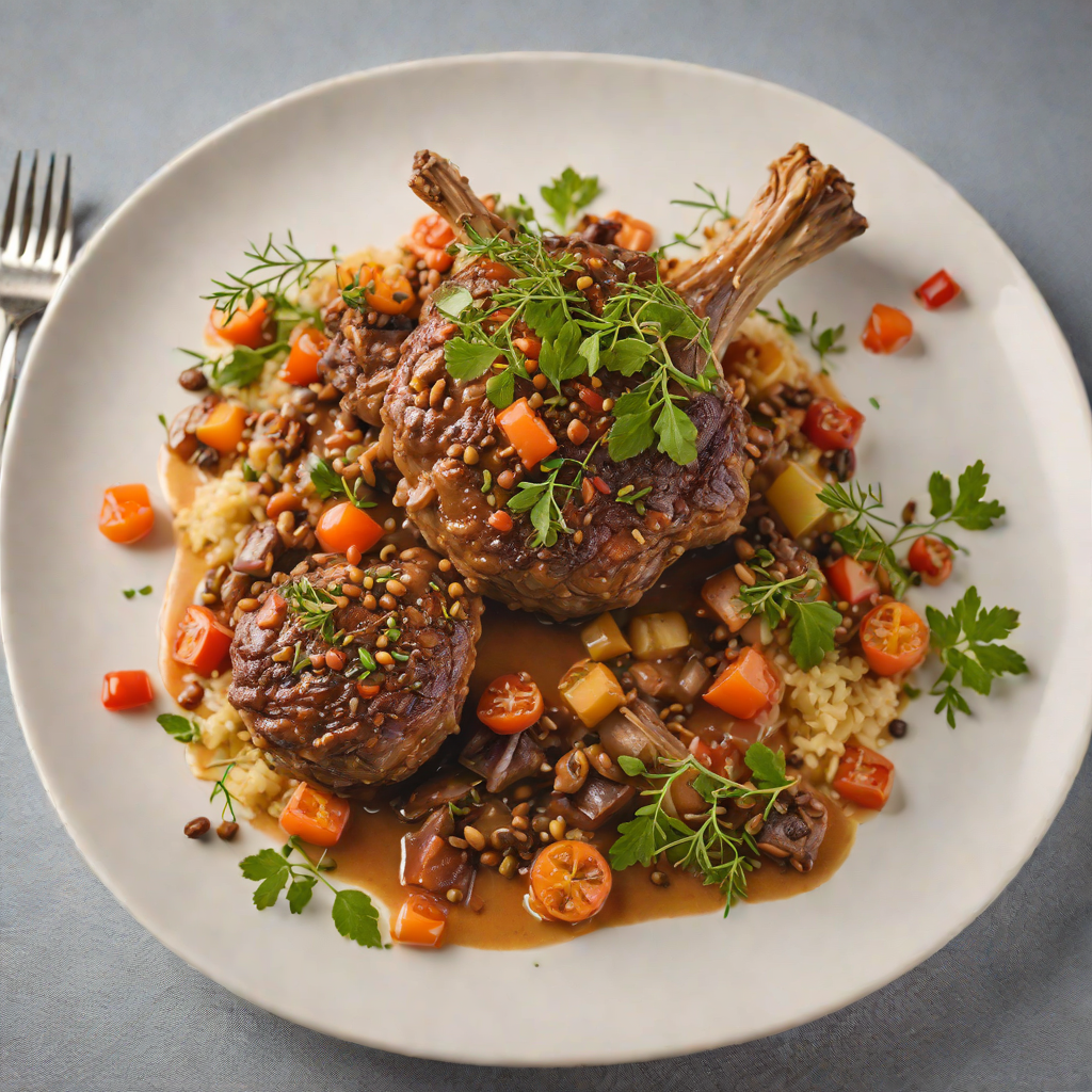 Slow-Cooked Lamb Shank with Wattleseed and Tomato