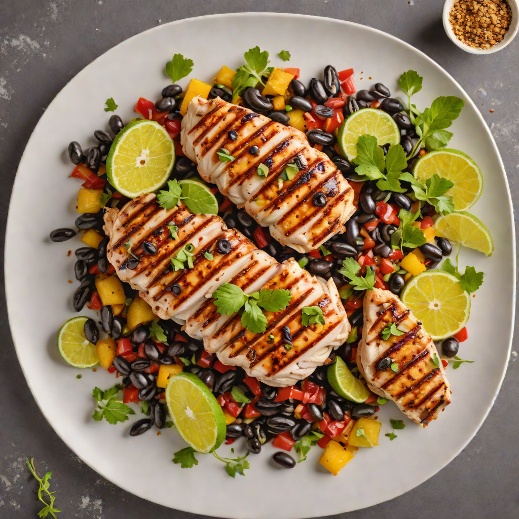 Grilled Citrus-Marinated Chicken with Spiced Black Beans