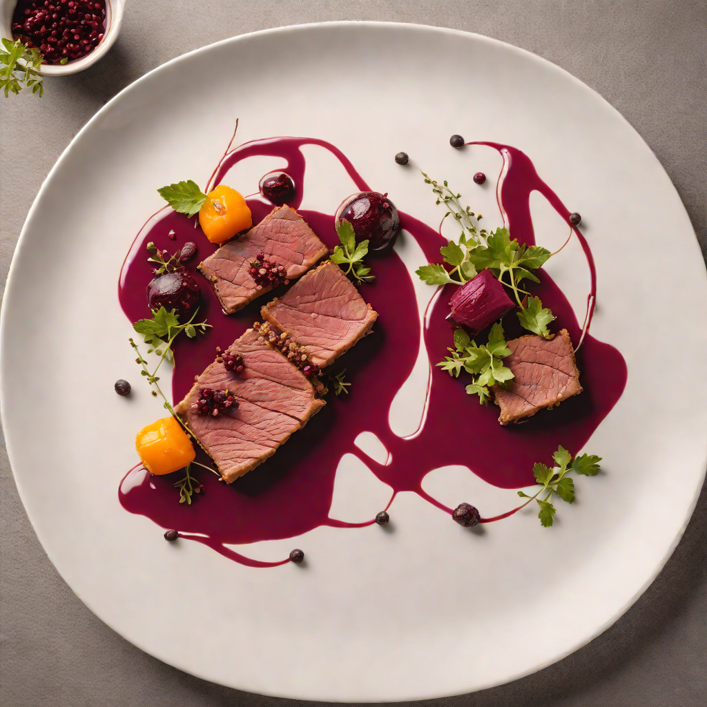 Slow-Roasted Kangaroo with Wattleseed and Beetroot Purée