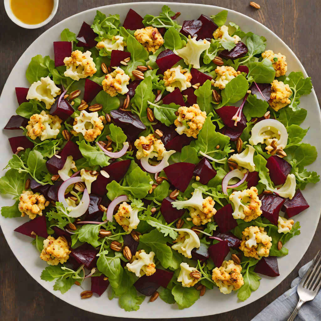 Roasted Cauliflower and Beet Salad with Walnut Vinaigrette