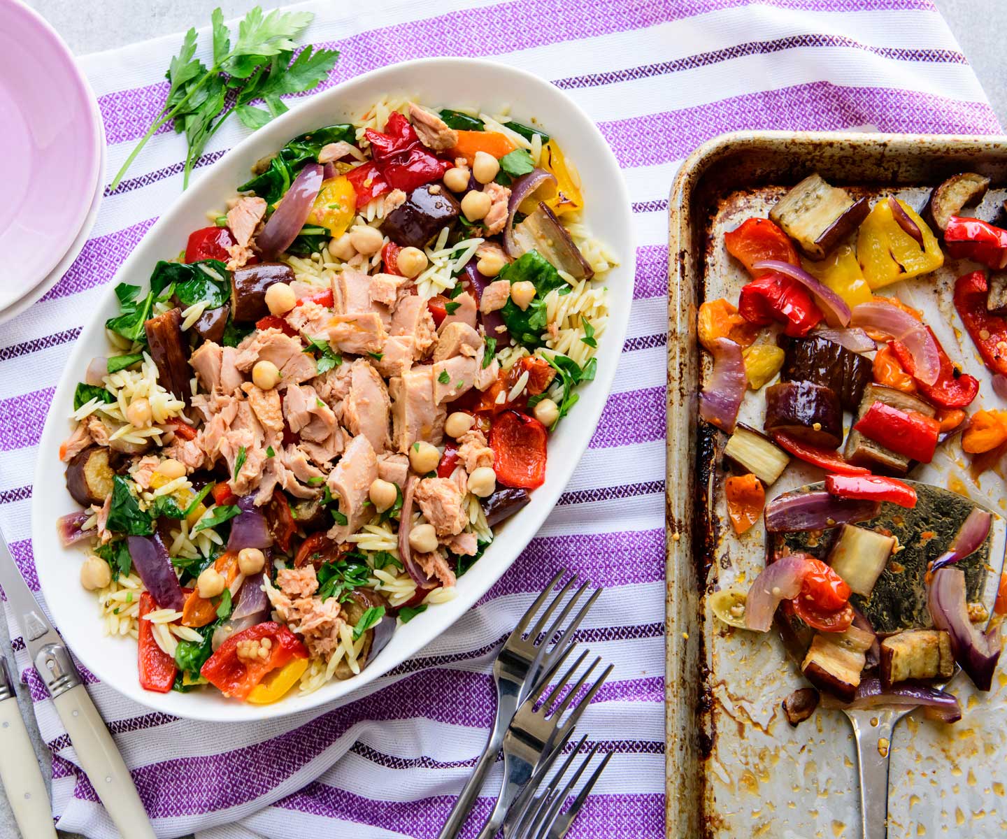 Sheet Pan Spicy Tuna and Vegetable Bake