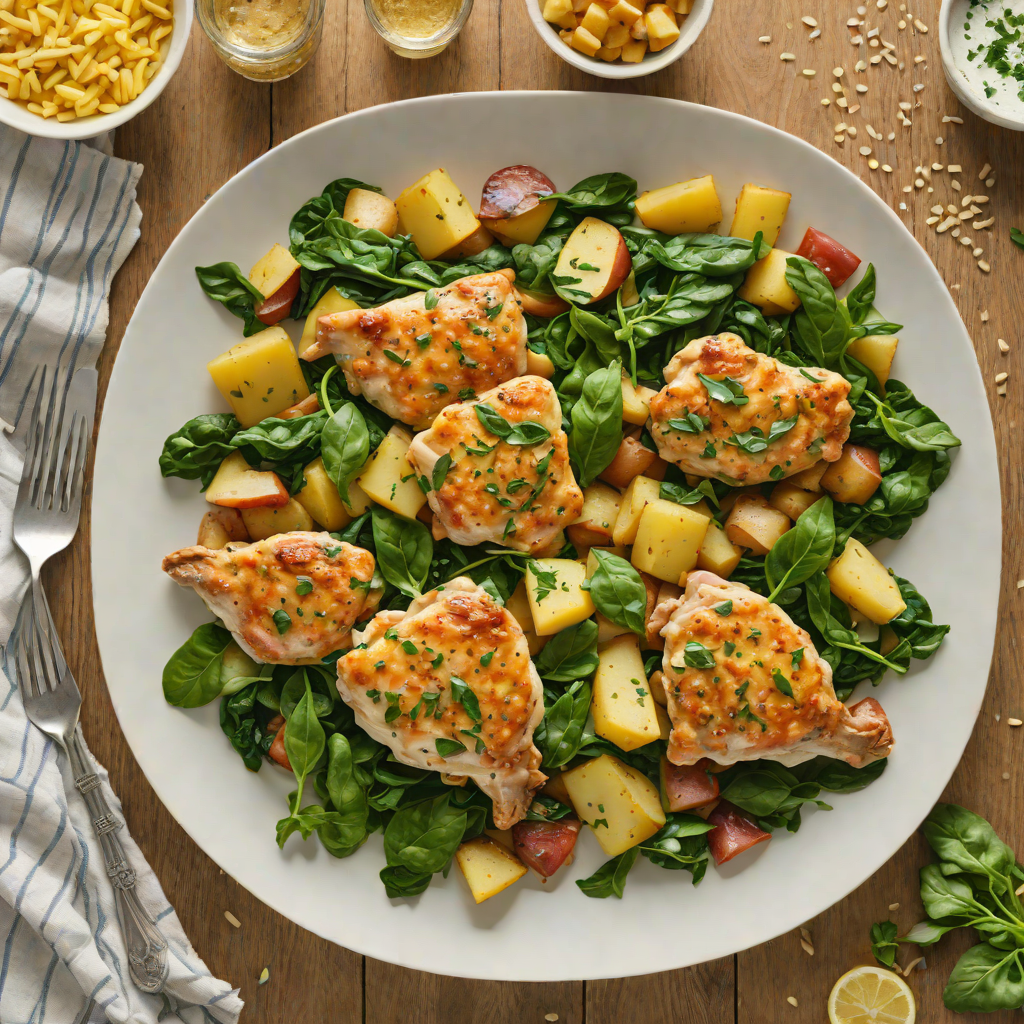 One-Pot Garlic Butter Chicken with Spinach and Potatoes