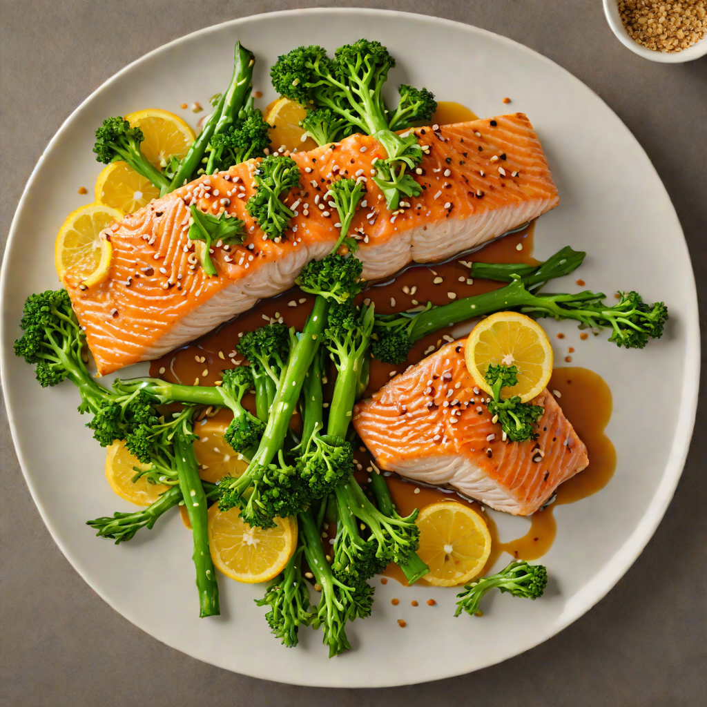 Pan-Seared Salmon with Citrus Soy Glaze and Sesame Broccolini