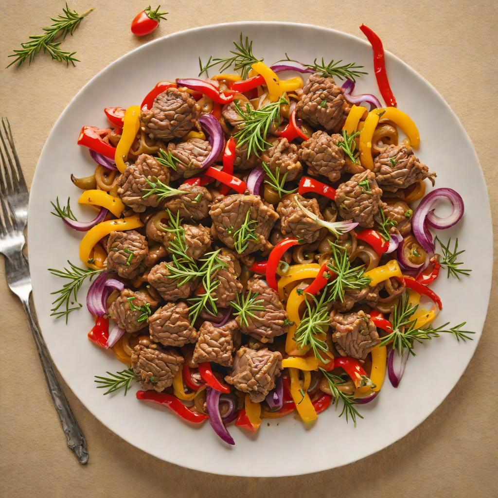Sautéed Lamb Tibs with Onions, Peppers, and Rosemary