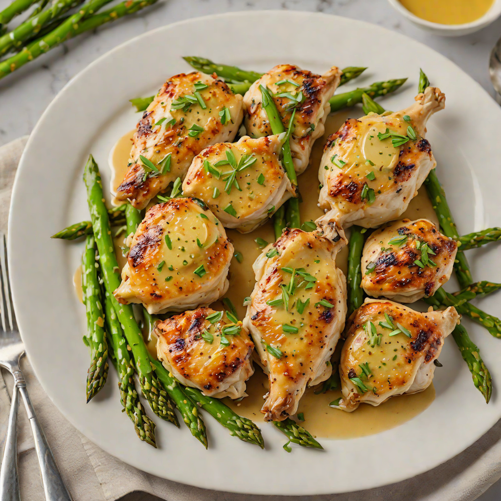 Oven-Roasted Garlic Butter Chicken Thighs with Asparagus