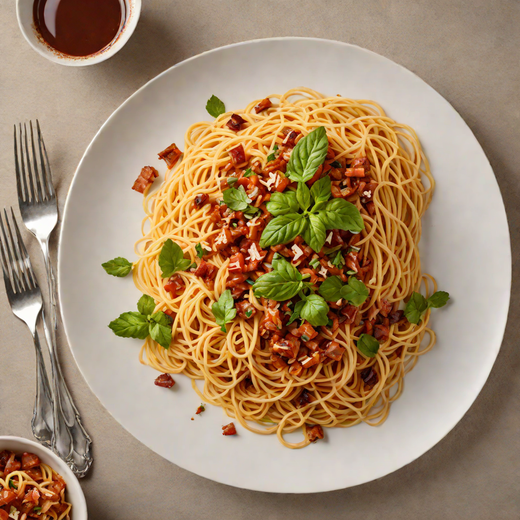 Spaghetti with Smoky Chipotle Tomato Sauce and Crispy Pancetta