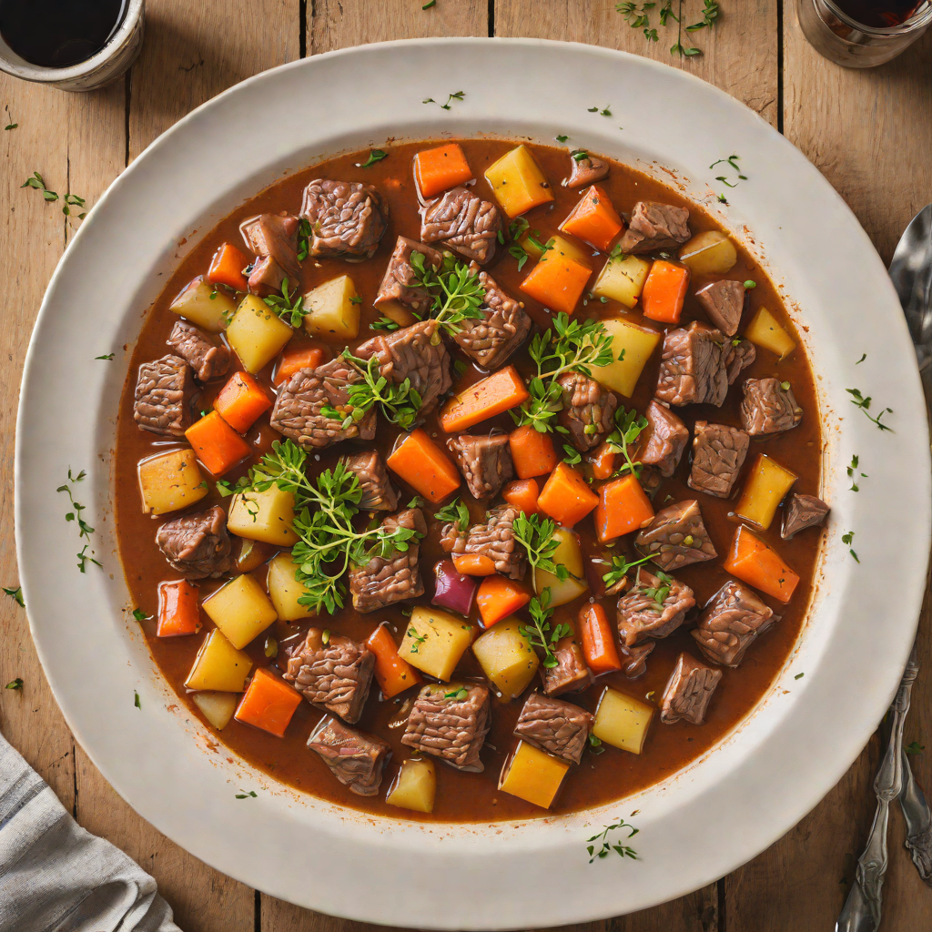 Whiskey Barrel-Infused Beef Stew with Root Vegetables
