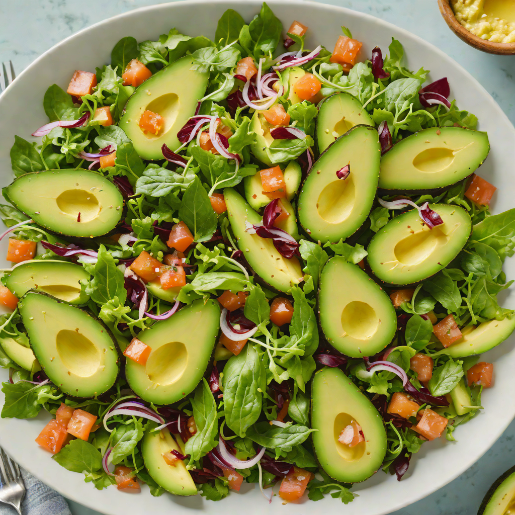 Creamy Avocado and Popular Greens Salad with Citrus Vinaigrette