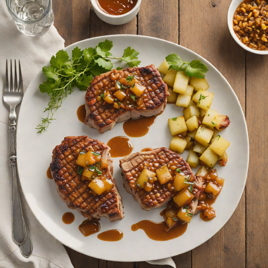Baked Popular-Style Spiced Pork Chops with Apple Chutney