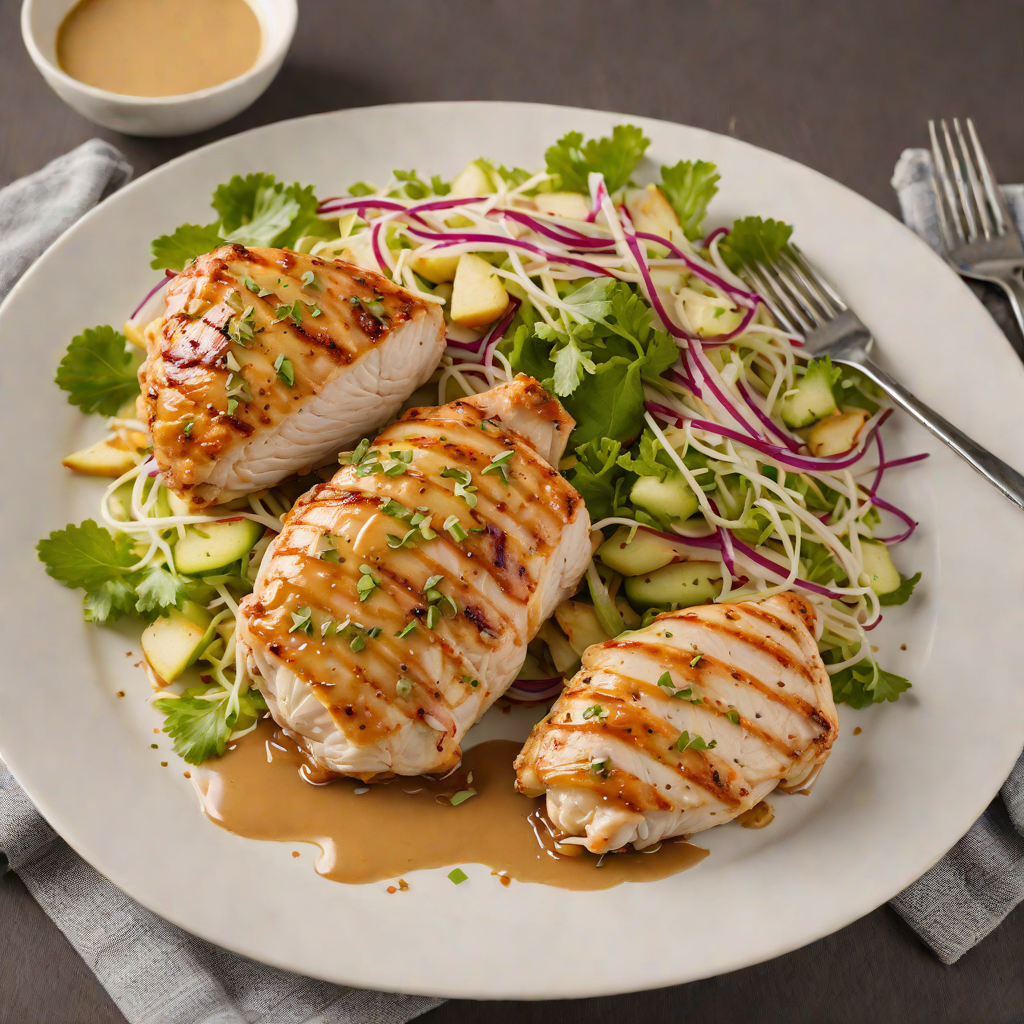 Pan-Seared Chicken with Honey Mustard Glaze and Warm Apple Slaw