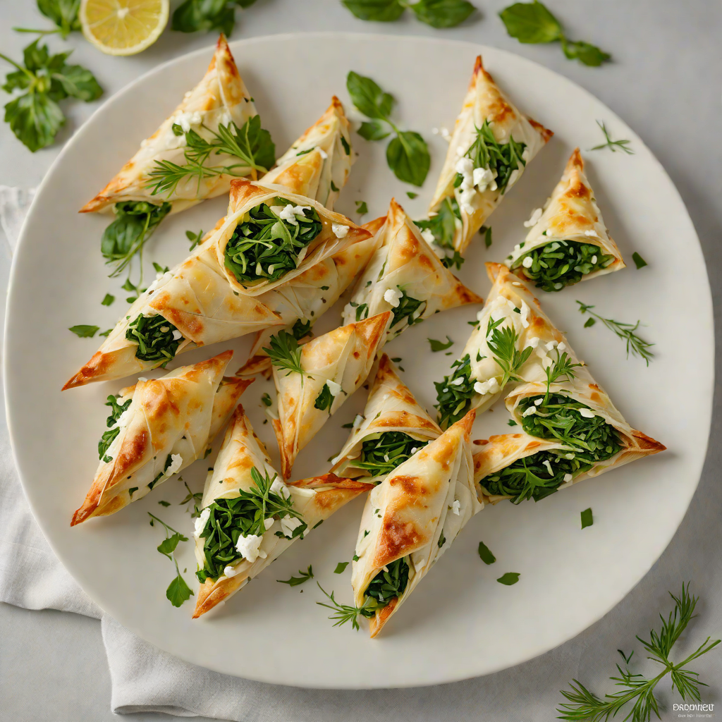 Filo-Wrapped Spinach and Feta Triangles with Dill