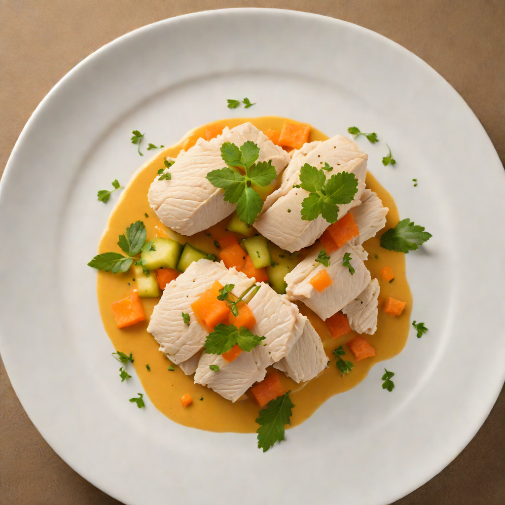 Gentle Poached Chicken with Carrot and Zucchini Puree