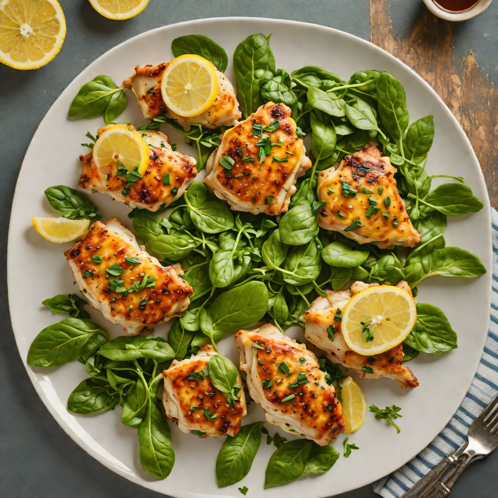 Sautéed Lemon-Garlic Chicken Thighs with Baby Spinach