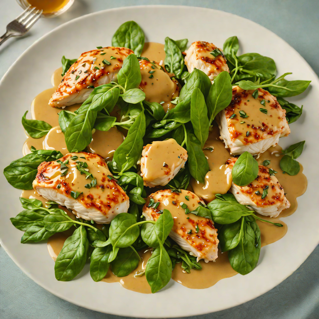 Sautéed Chicken with Honey Mustard Glaze and Baby Spinach