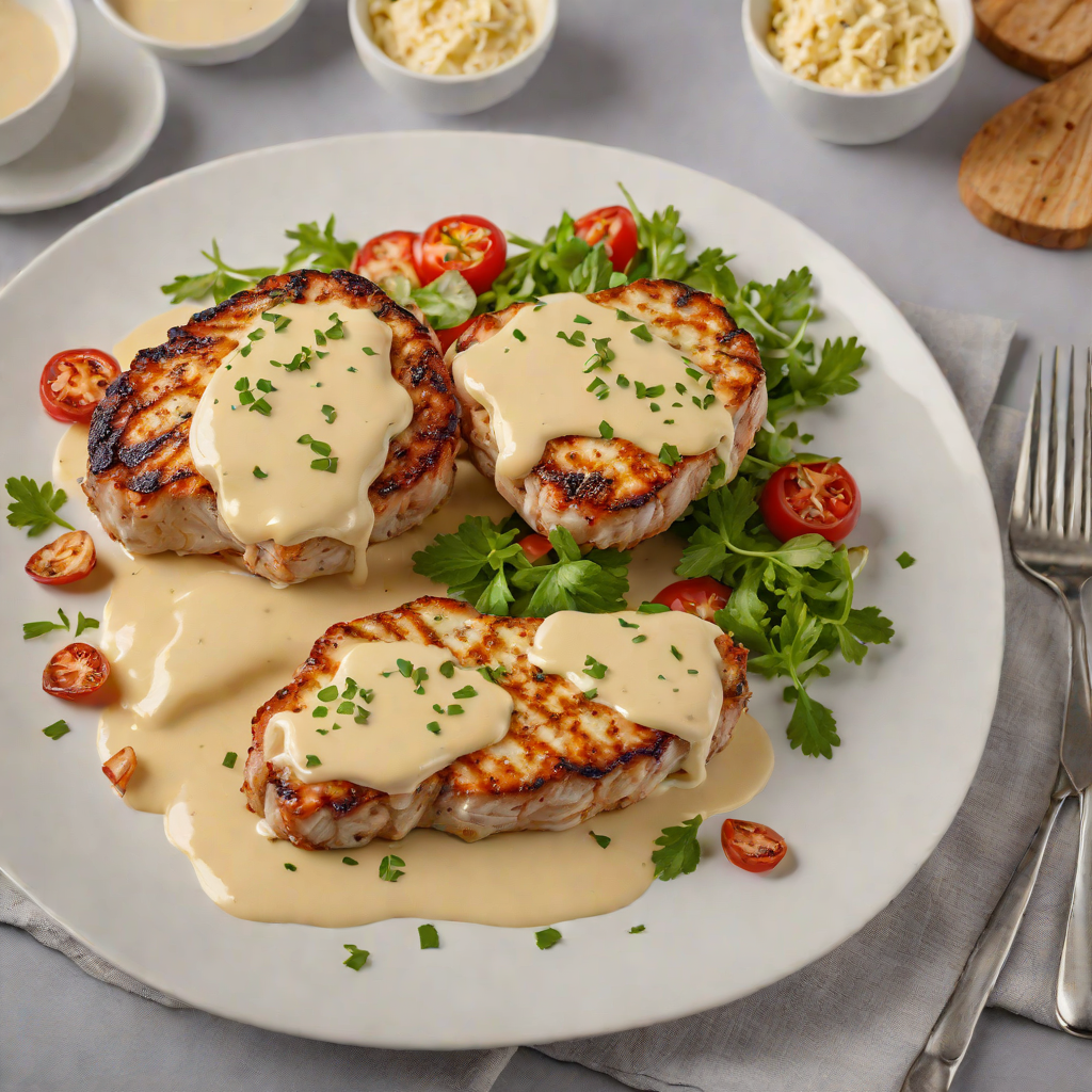Cheese-Stuffed Pork Chops with Garlic Cream Sauce