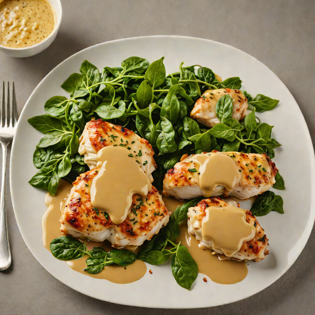 Sautéed Chicken with Honey Mustard Glaze and Wilted Spinach