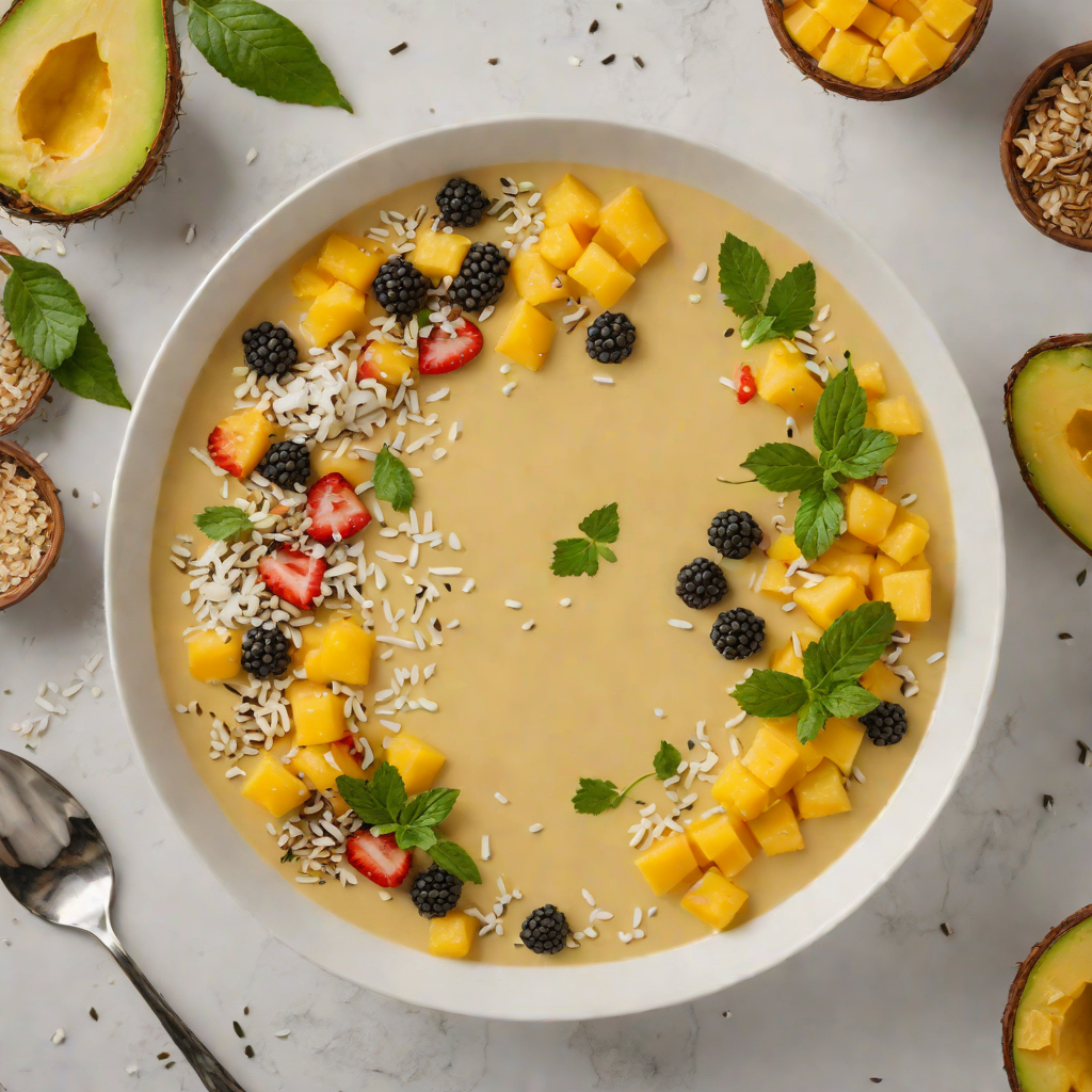Mango-Pineapple Smoothie Bowl with Coconut and Chia Seeds