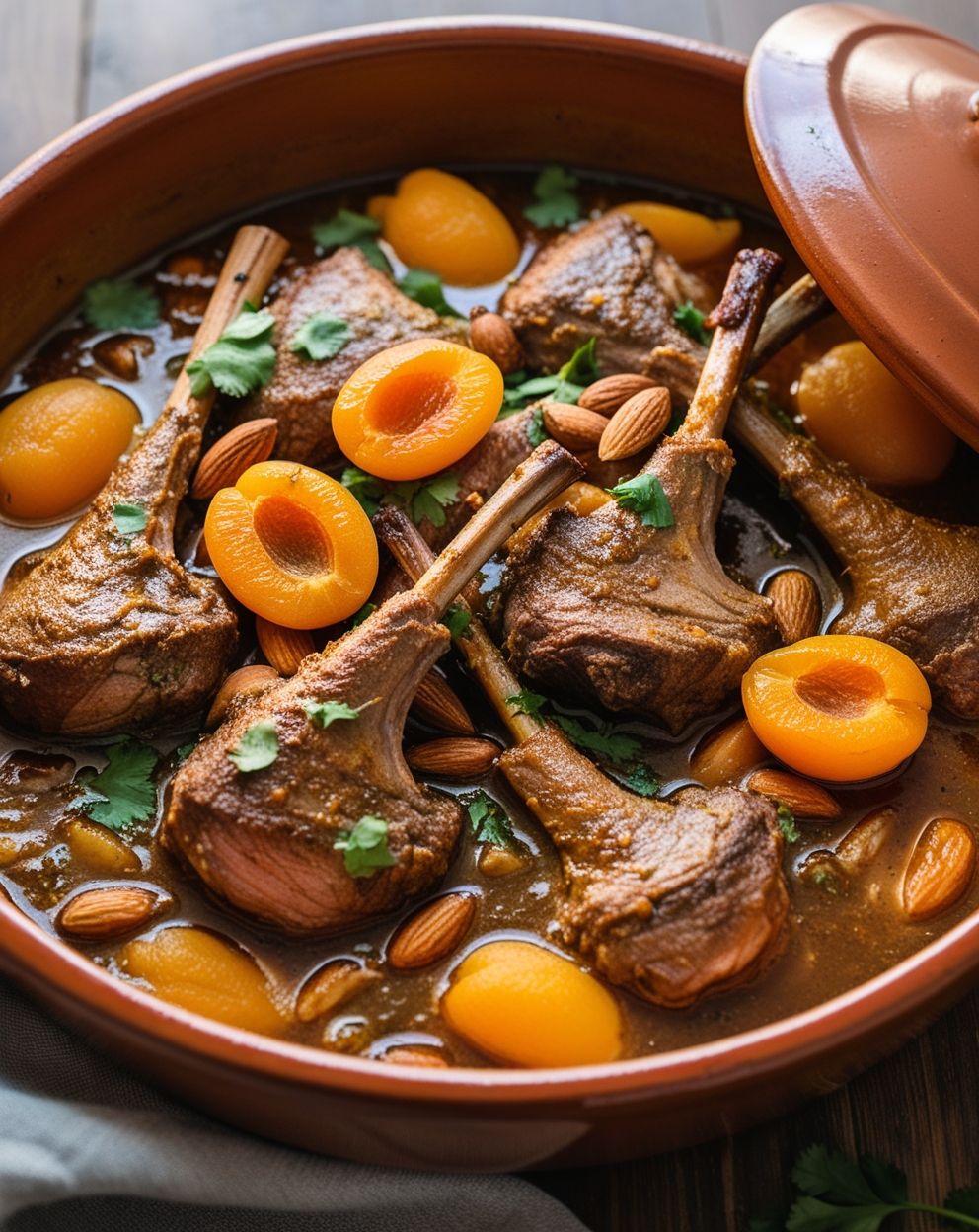 Spiced Popular Lamb Tagine with Apricots and Almonds