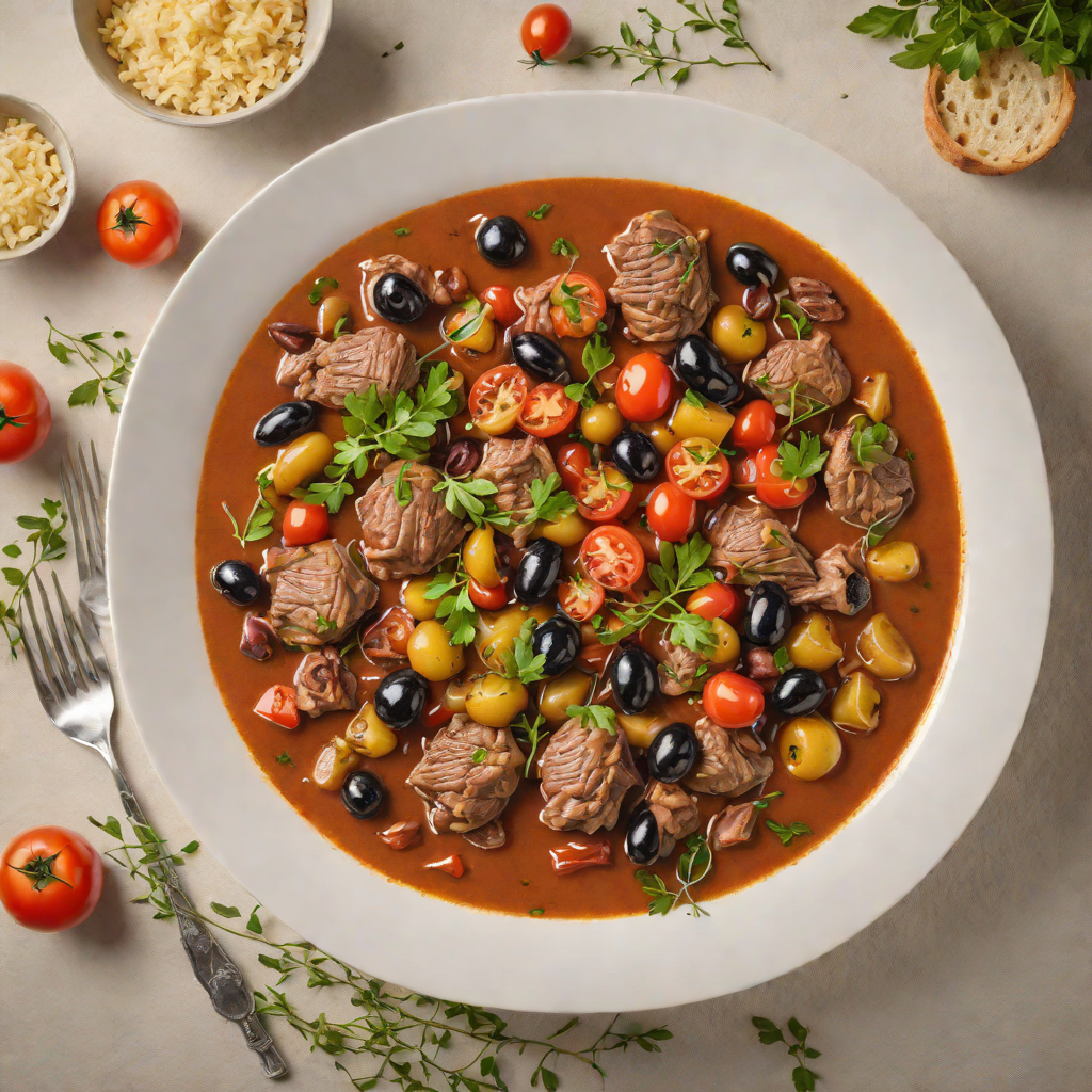 Slow-Cooked Lamb Stew with Mediterranean Olives and Tomatoes