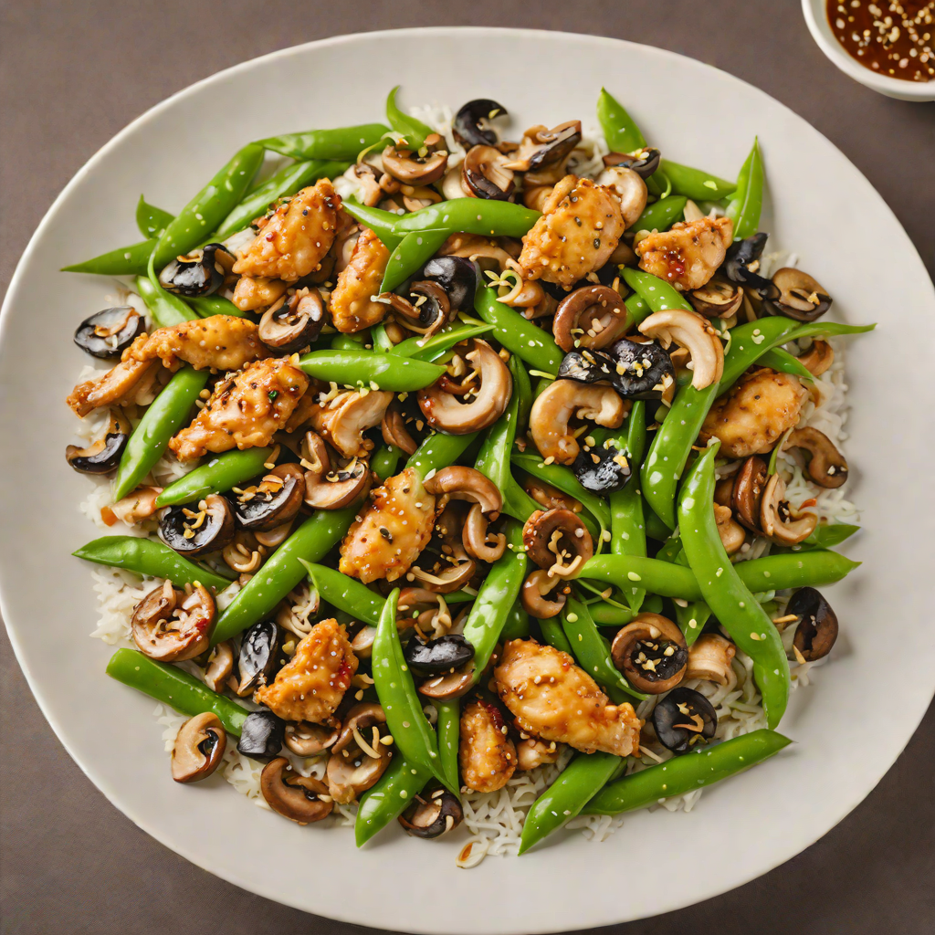 Stir-Fried Chicken with Ginger, Snow Peas, and Mushrooms