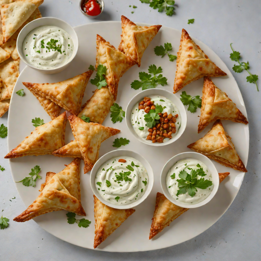 Berbere-Spiced Lentil Sambusas with Cilantro Yogurt Dip