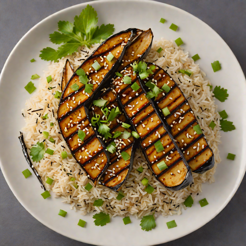 Miso-Glazed Eggplant with Scallion and Sesame Rice